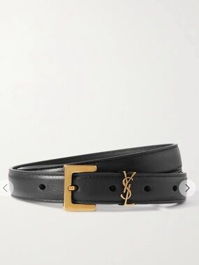 Saint Laurent  YSL Cassandre leather belt in black